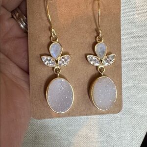 Anthropologie Moonstone and Druzy Earrings